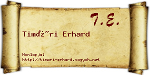 Timári Erhard névjegykártya